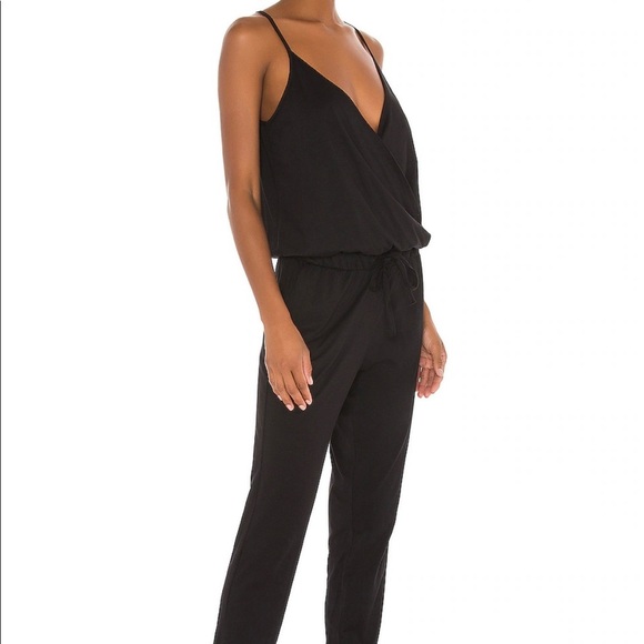 Supreme Jersey Surplice Jumpsuit in Black - Picture 2 of 5